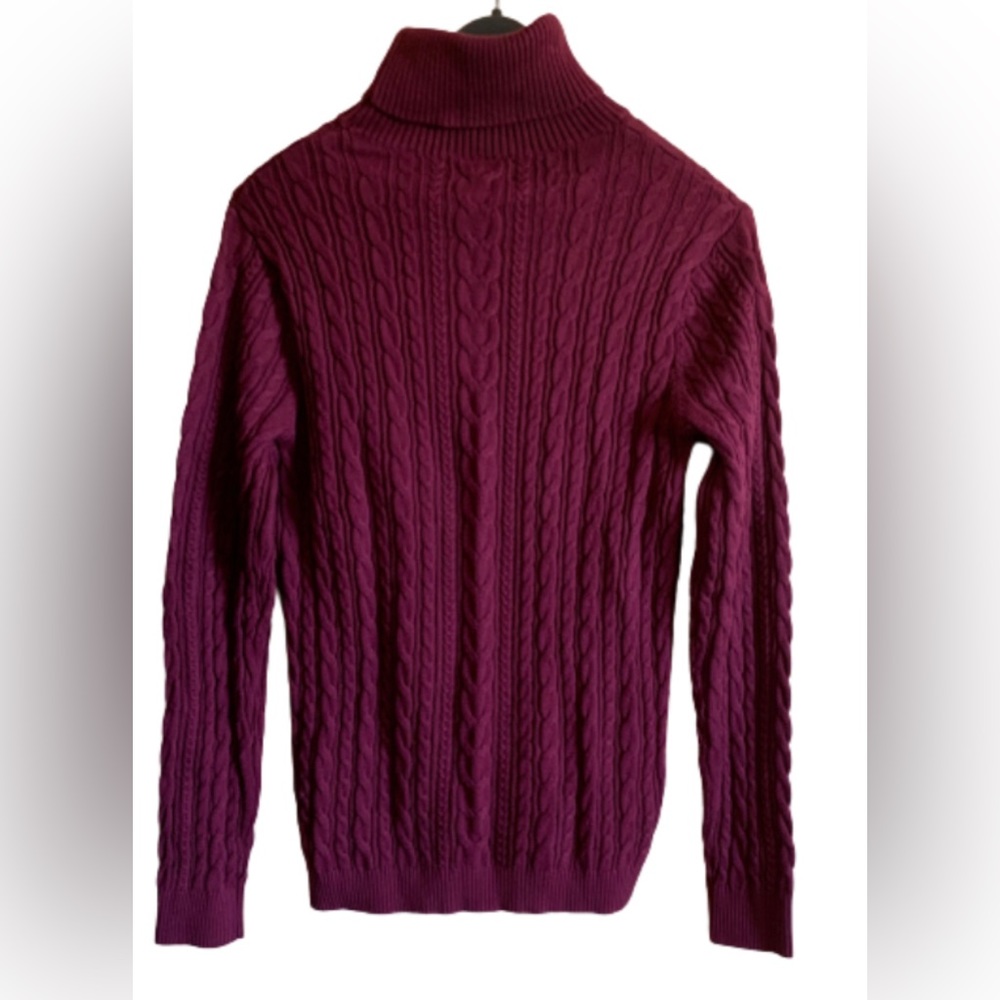 NWT Land’s End Women’s Turtleneck Burgundy Cotton Sweater no tag